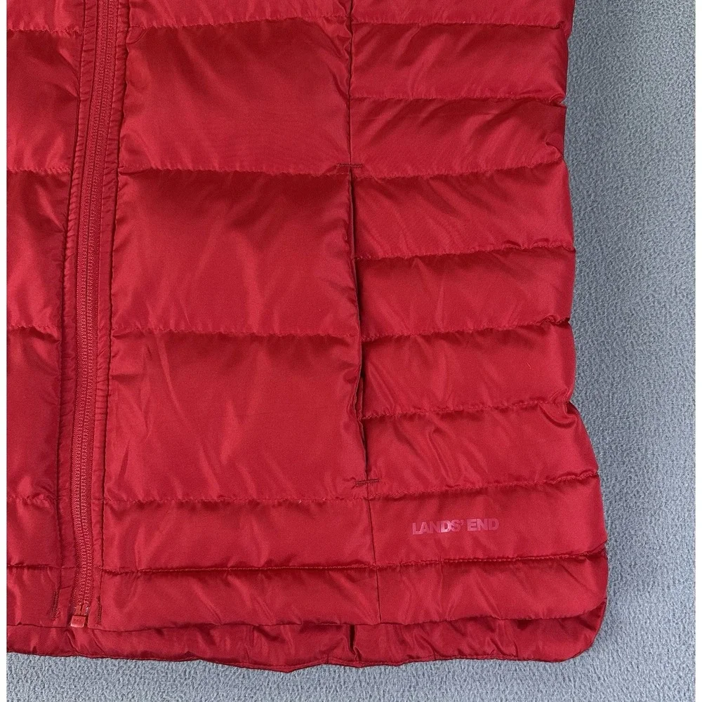 Lands‎ End Puffer Vest Adult Medium Red Down Feather Fill Outdoor Nature Hiking